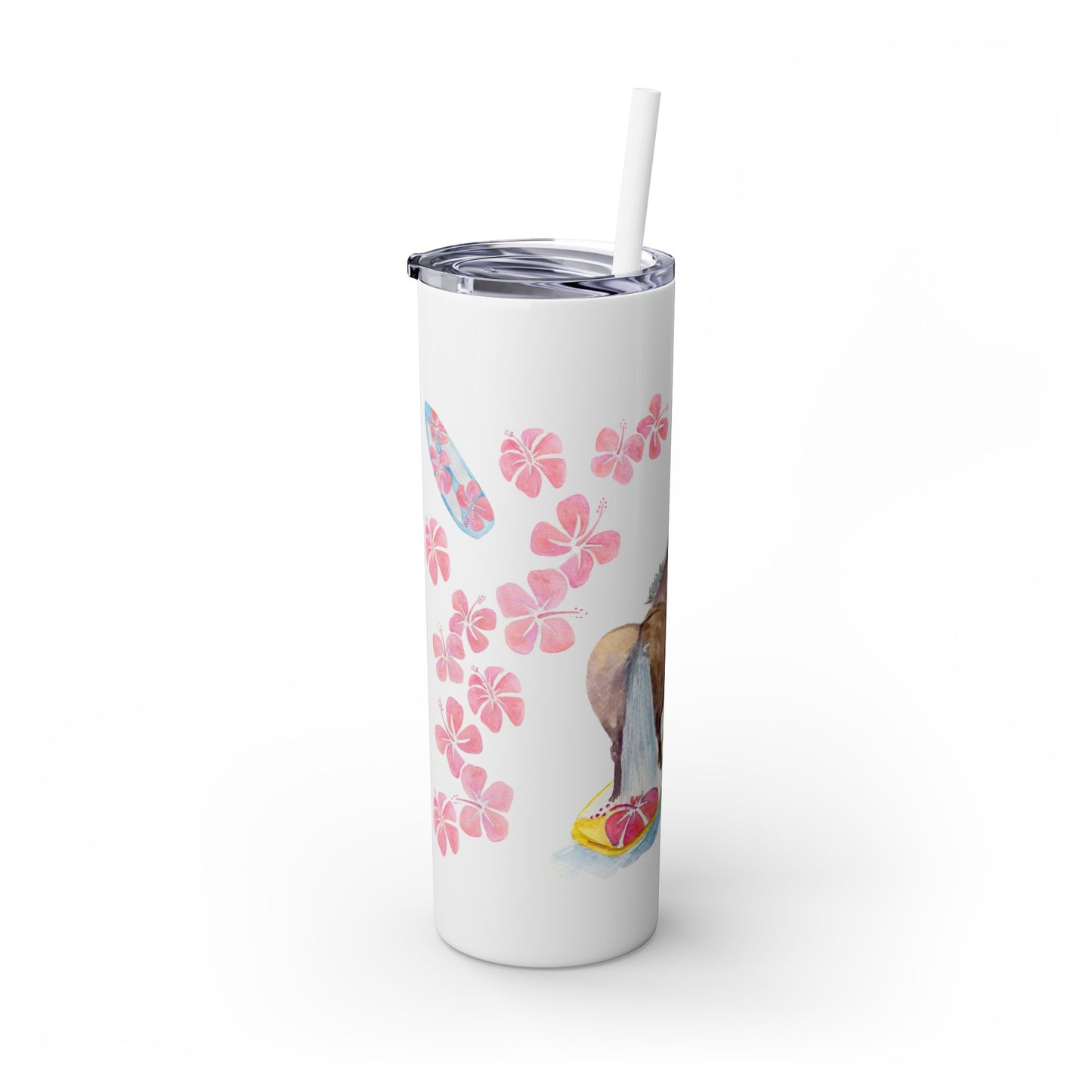 Adorable little sufer Skinny Tumbler with Straw, 20oz