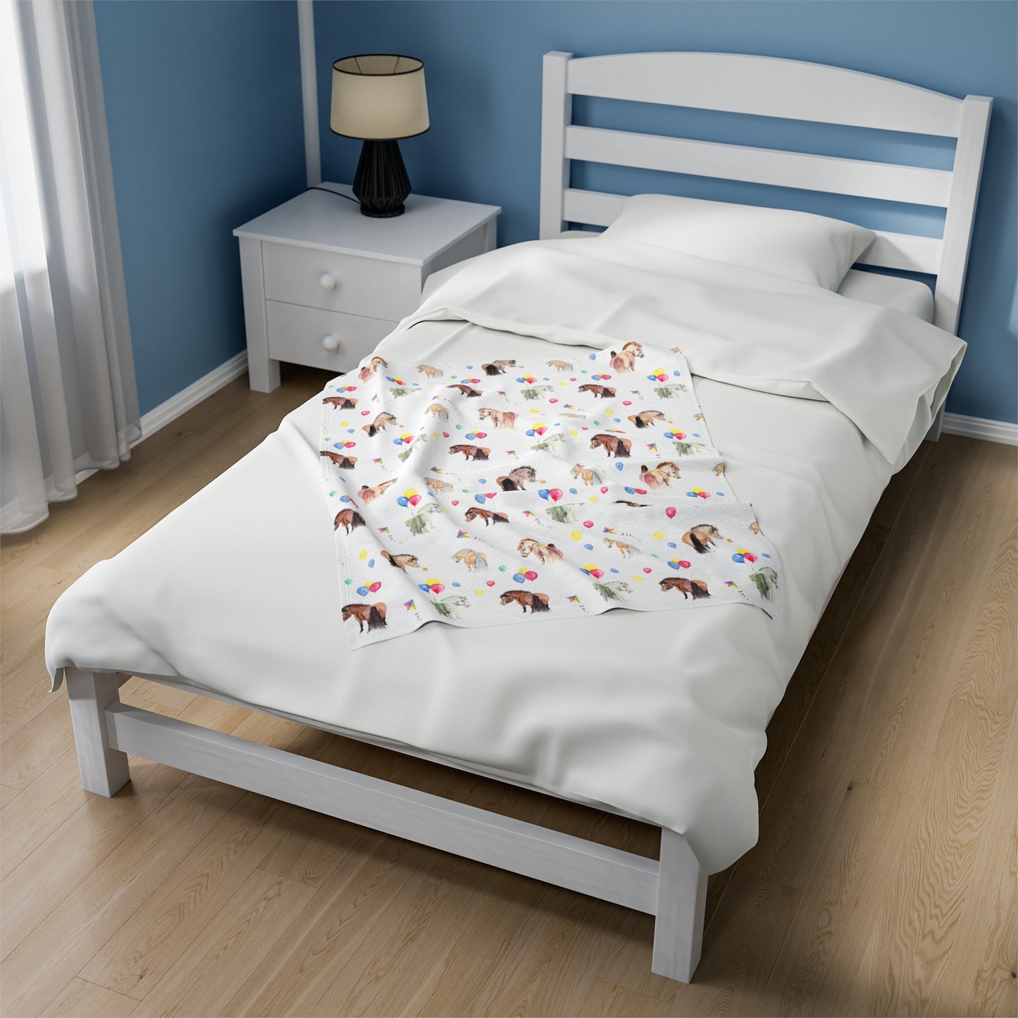 Adorable Little Chubby Ponies Velveteen Plush Blanket