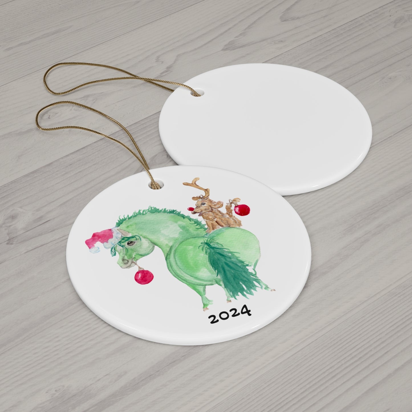Adorable little Grinchy Pony and Friend Ceramic Keepsake Ornament,
