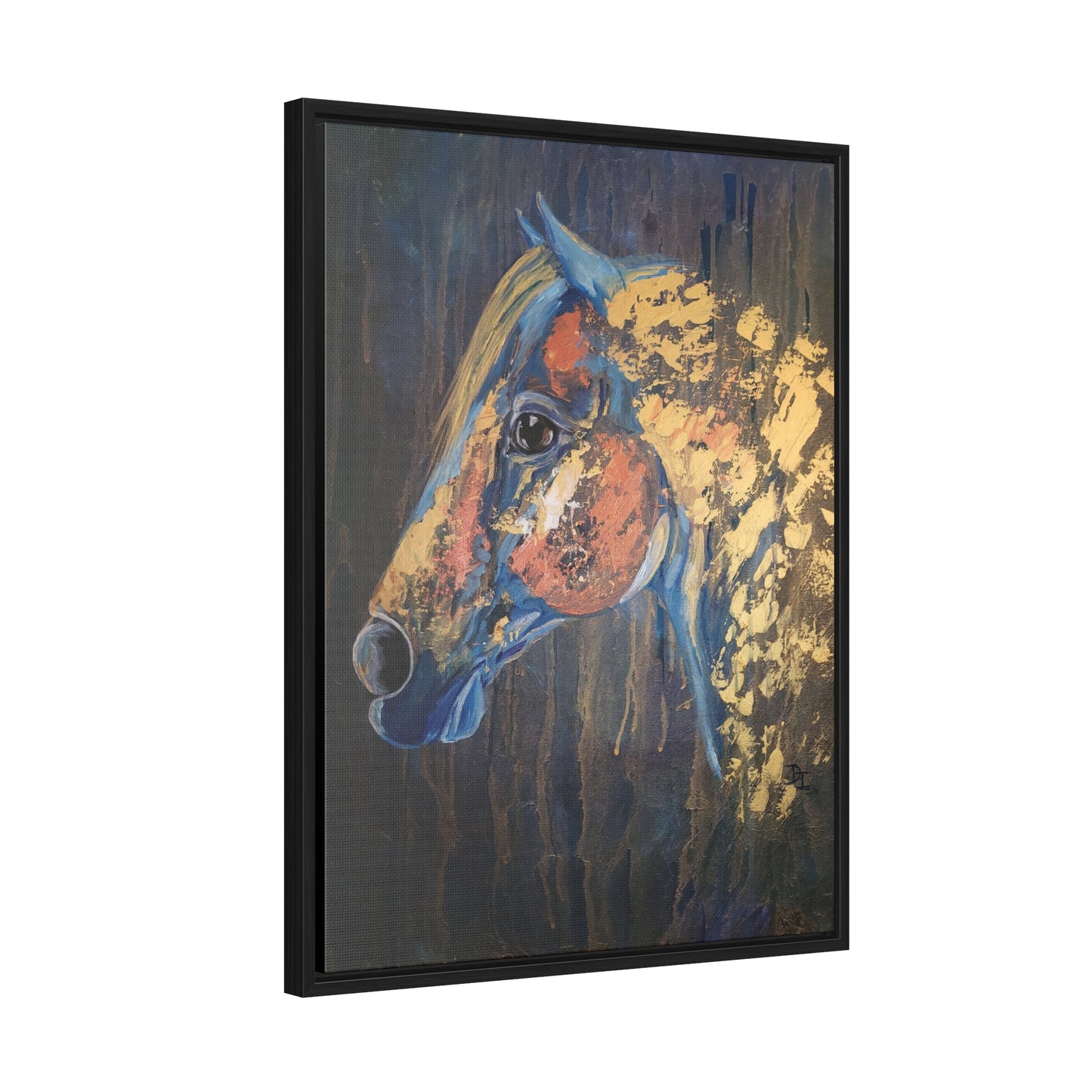 Love Blue and Gold Gallery Canvas Wraps, Vertical Frame - SonaEquestrian
