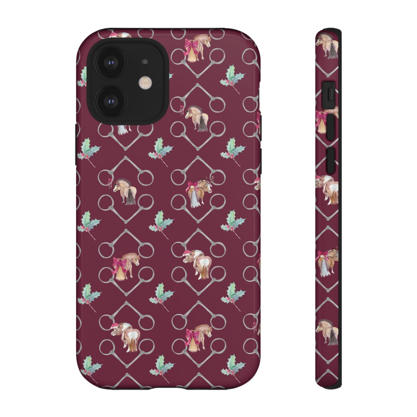 Adorable Little Ponies and Holly in Burgundy Tough Phone Case