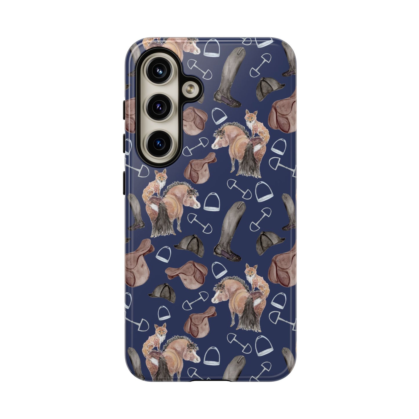 Adorable Little Pony and Fox in Navy Tough Phone Case