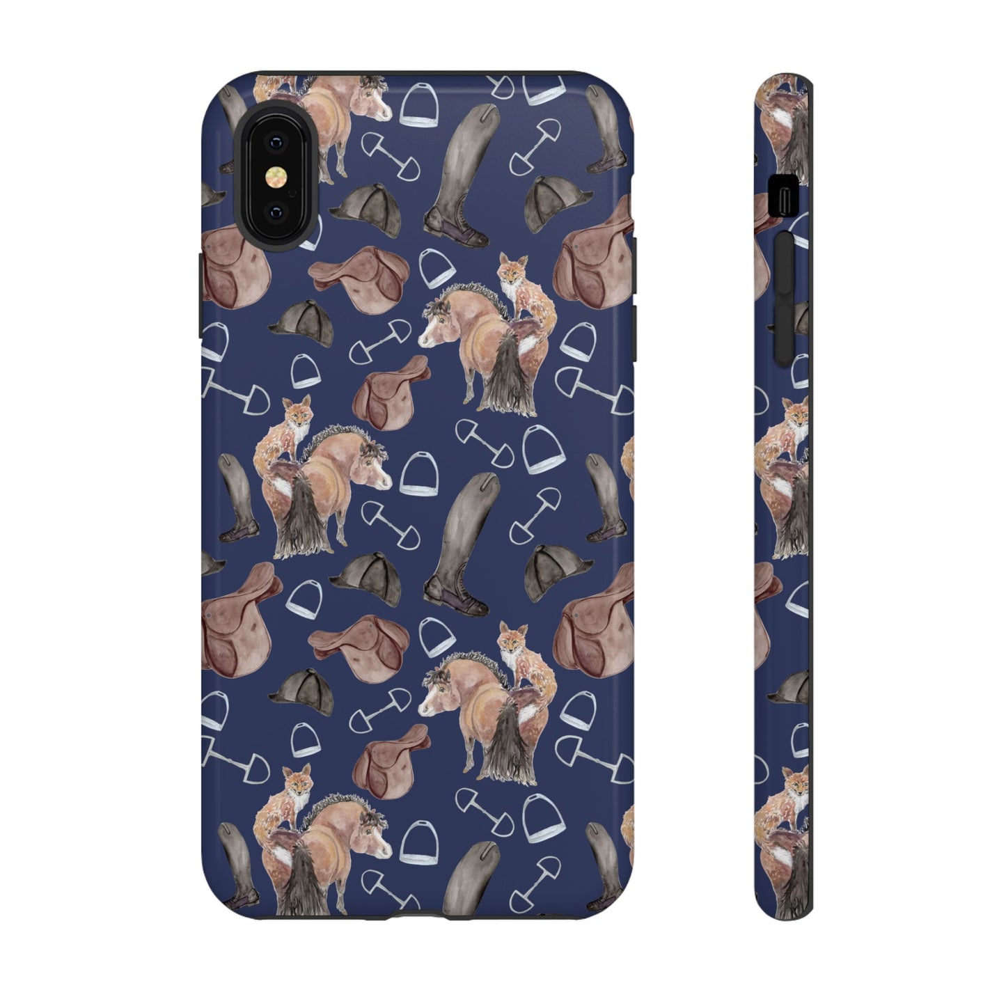 Adorable Little Pony and Fox in Navy Tough Phone Case