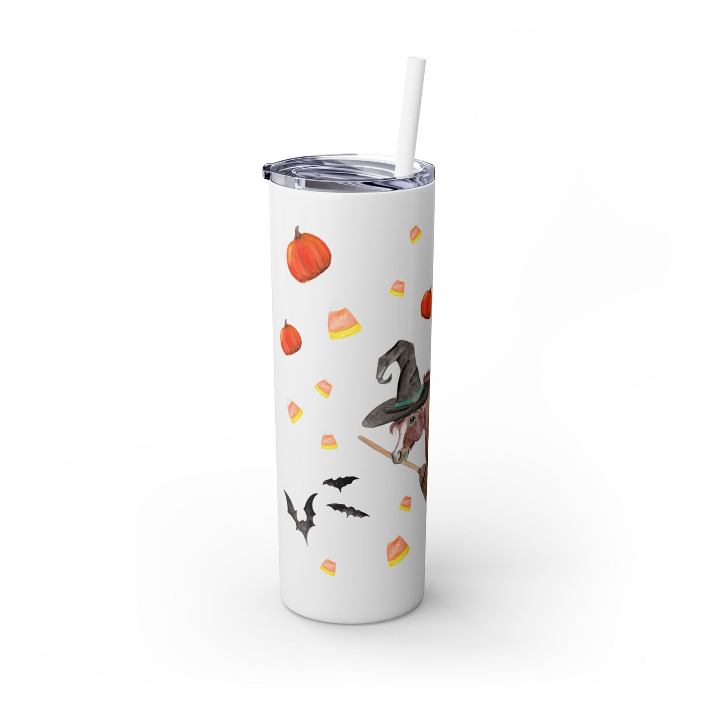 Adorable Little Witchy pony Skinny Tumbler with Straw, 20oz