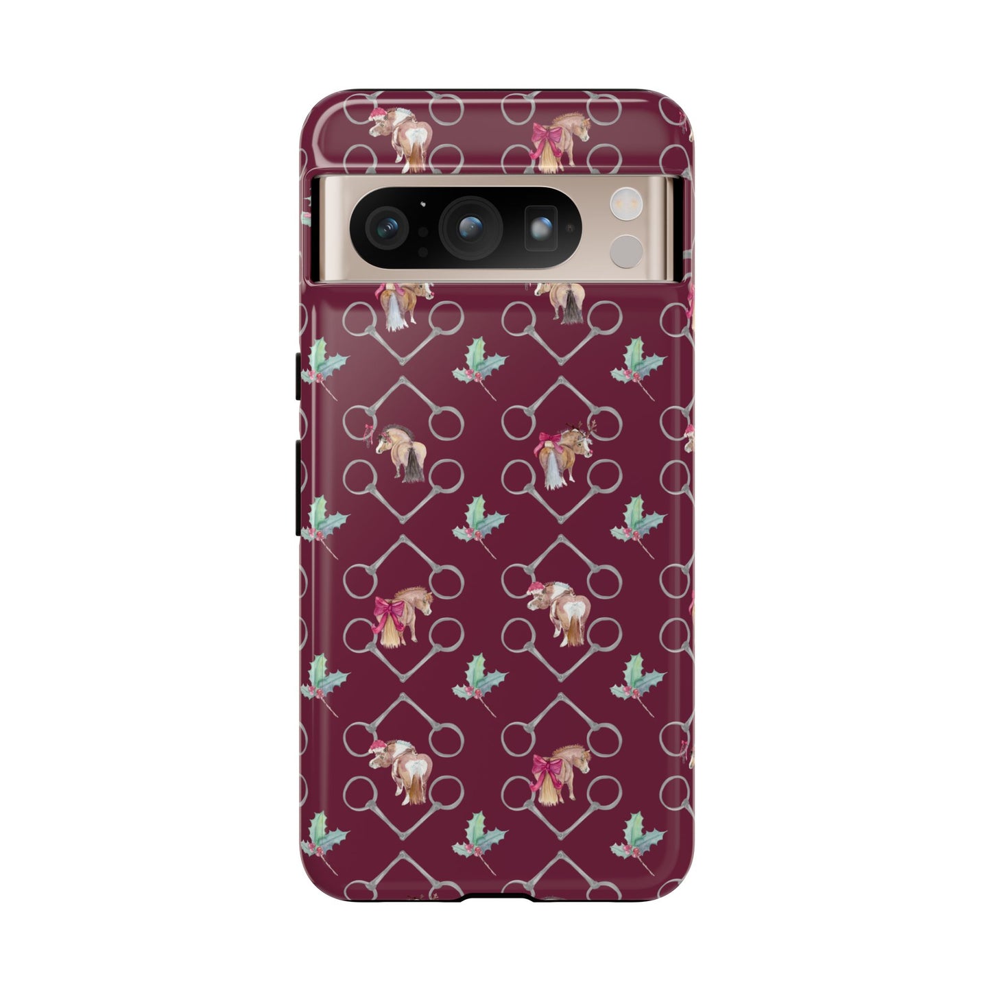 Adorable Little Ponies and Holly in Burgundy Tough Phone Case