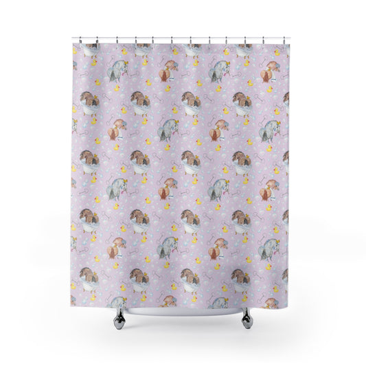 Adorable Ponies Double Bubbles Show Curtain - Lavender