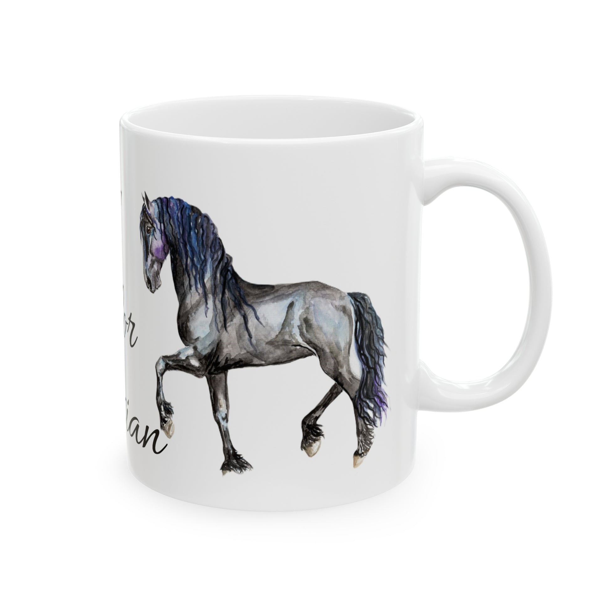 F is for Friesian Ceramic Mug, 11oz - SonaEquestrian