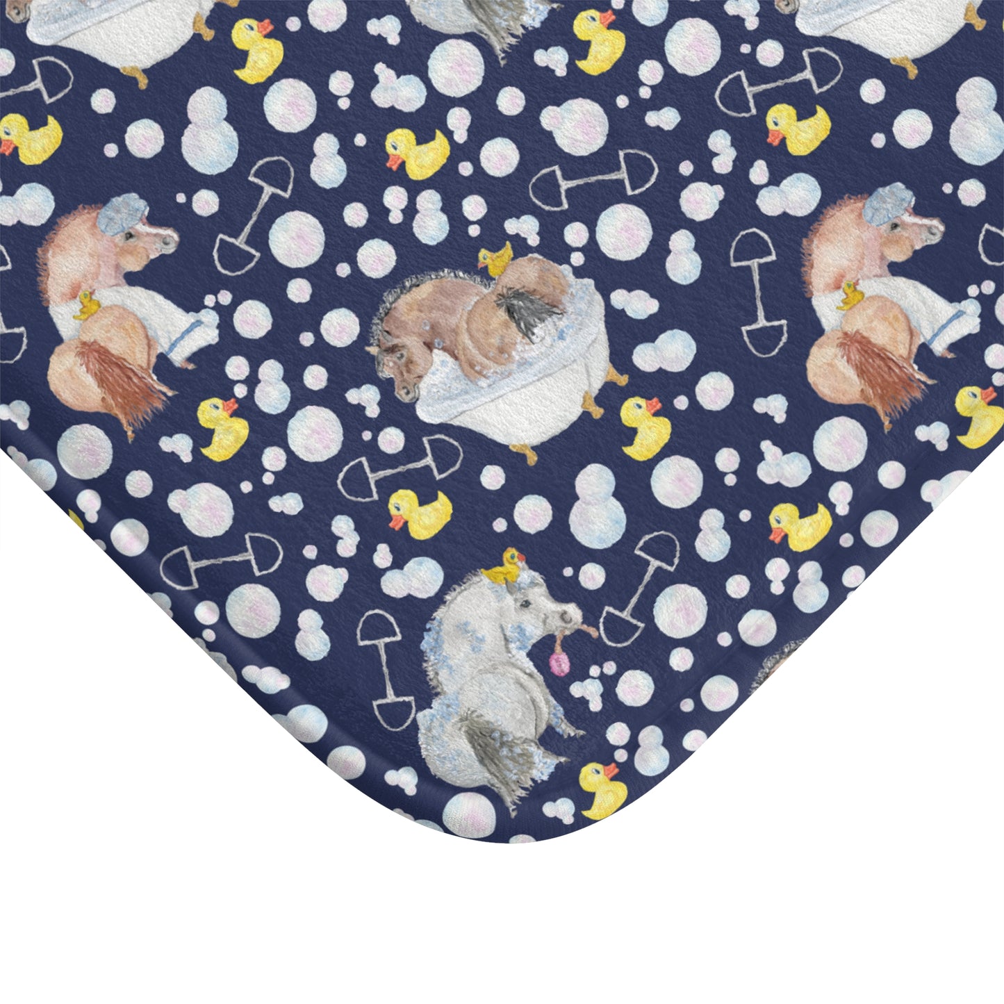Adorable Ponies Double Bubble- Navy Bath Mat
