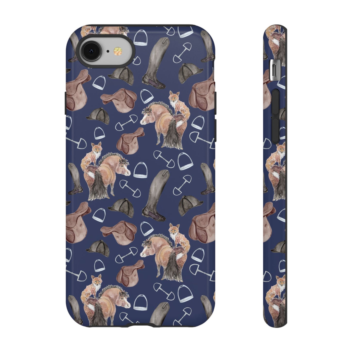 Adorable Little Pony and Fox in Navy Tough Phone Case