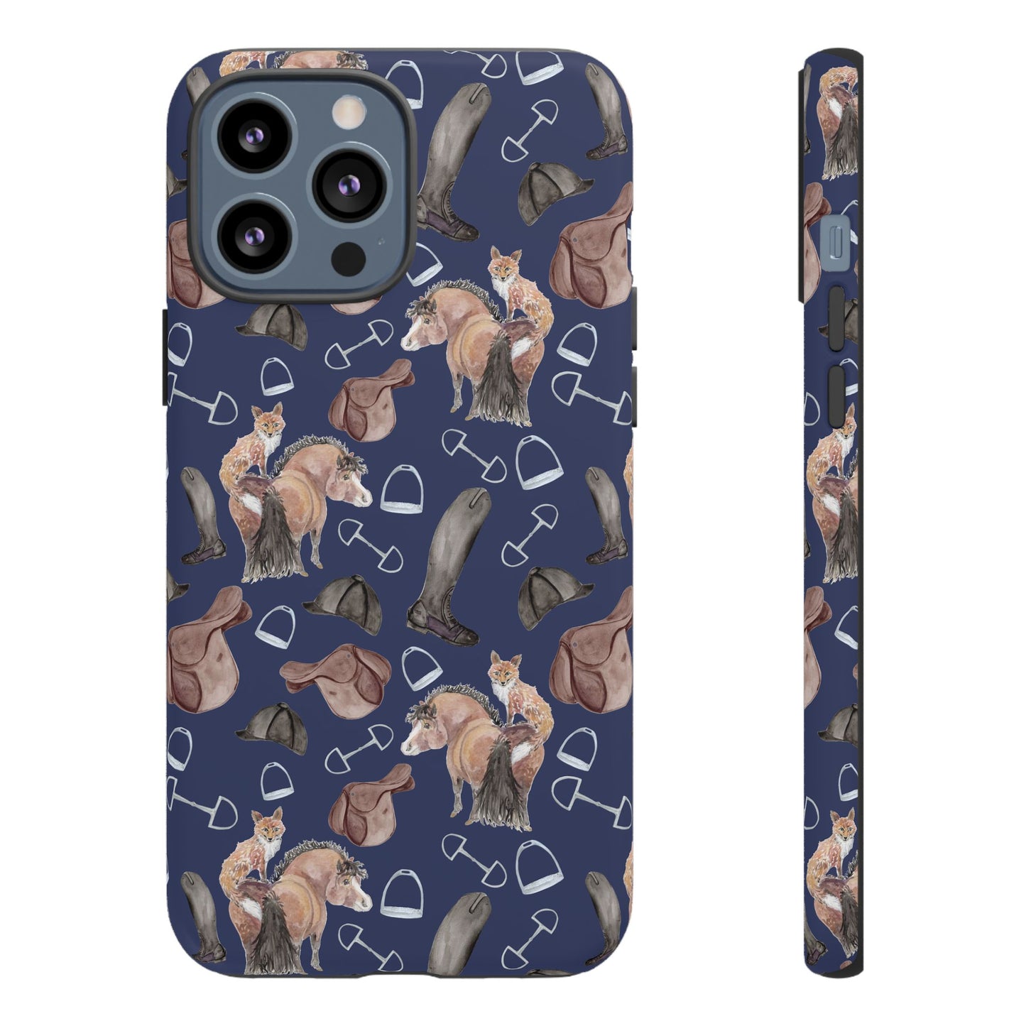 Adorable Little Pony and Fox in Navy Tough Phone Case