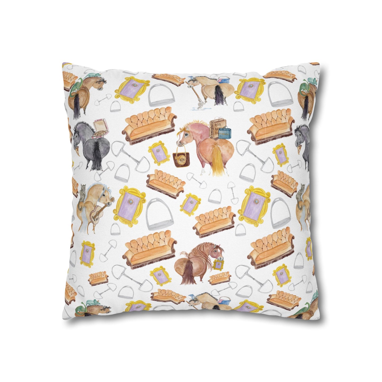 Adorable little Friends Ponies Spun Polyester Square Pillowcase
