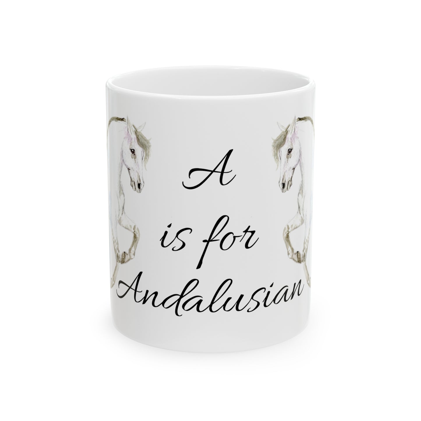 "A is for Andalusian" Ceramic Mug, 11oz - SonaEquestrian