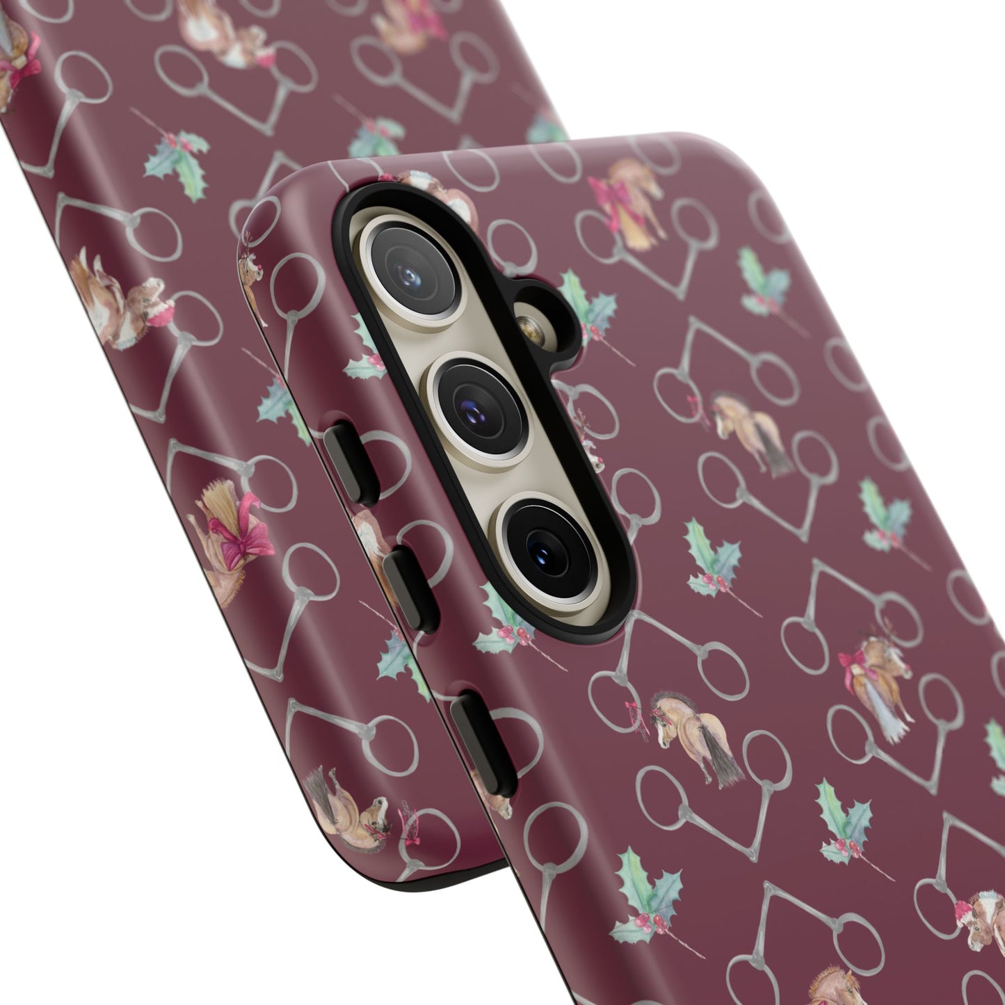 Adorable Little Ponies and Holly in Burgundy Tough Phone Case