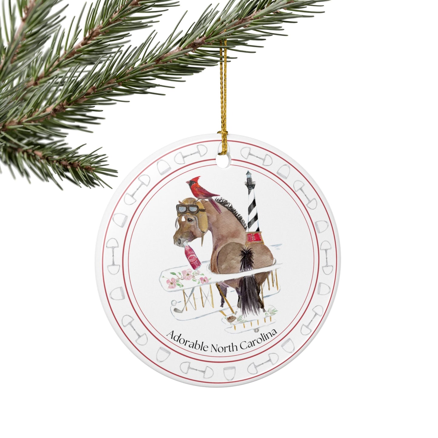 Adorable North Carolina Ceramic Ornaments, Custom Holiday Decor, 2-Sided Christmas Ornament, Unique Gift, Home Decoration, Keepsake