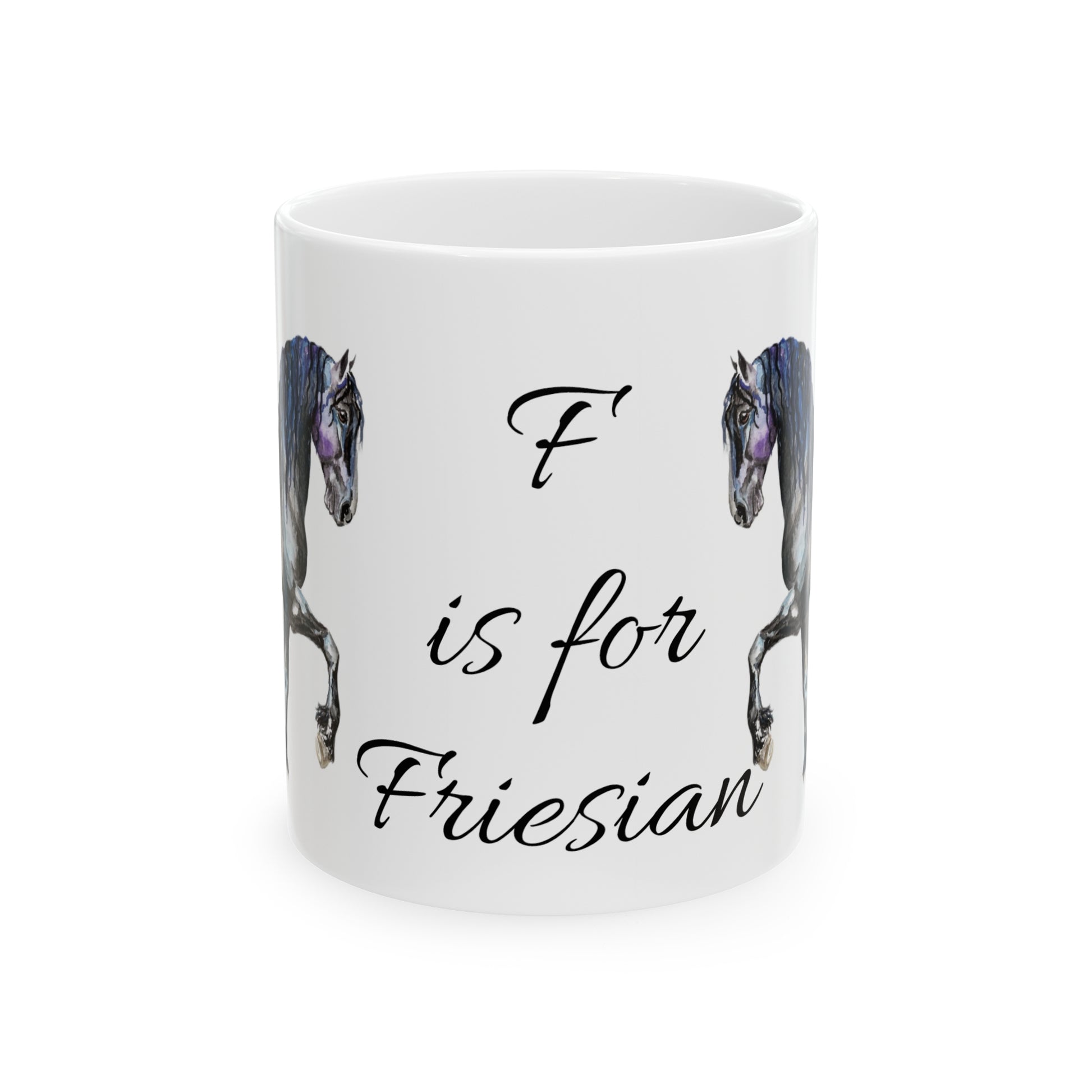 F is for Friesian Ceramic Mug, 11oz - SonaEquestrian