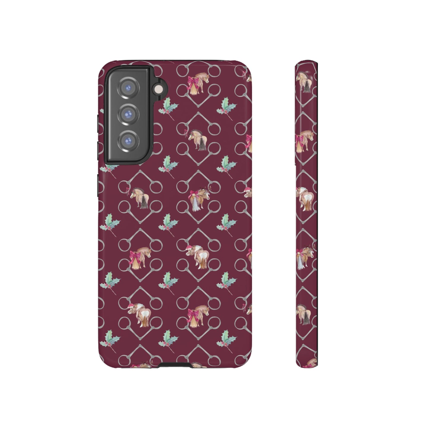 Adorable Little Ponies and Holly in Burgundy Tough Phone Case
