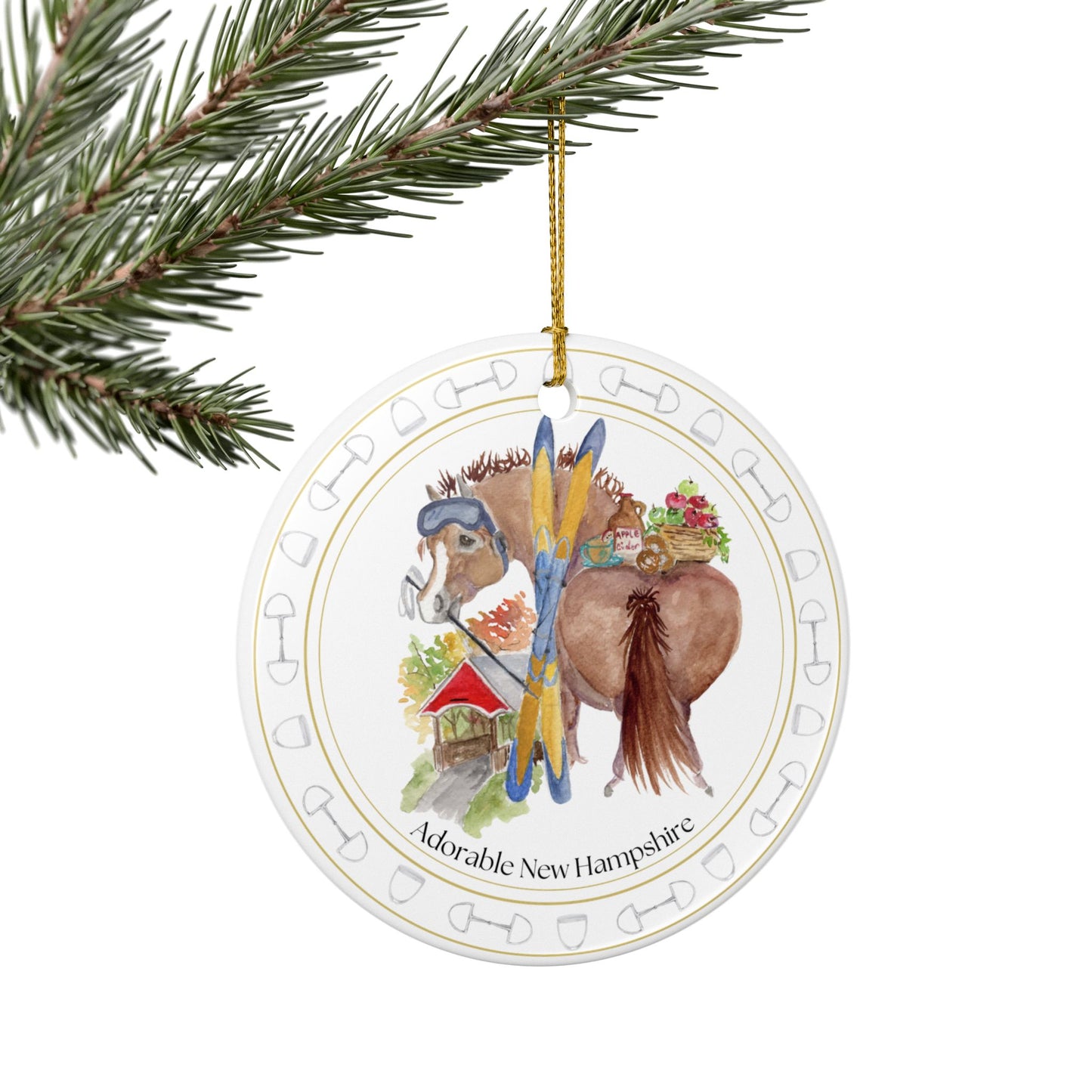 Adorable New Hampshire Ceramic Ornaments, Custom Holiday Decor, 2-Sided Christmas Ornament, Unique Gift, Home Decoration, Keepsake