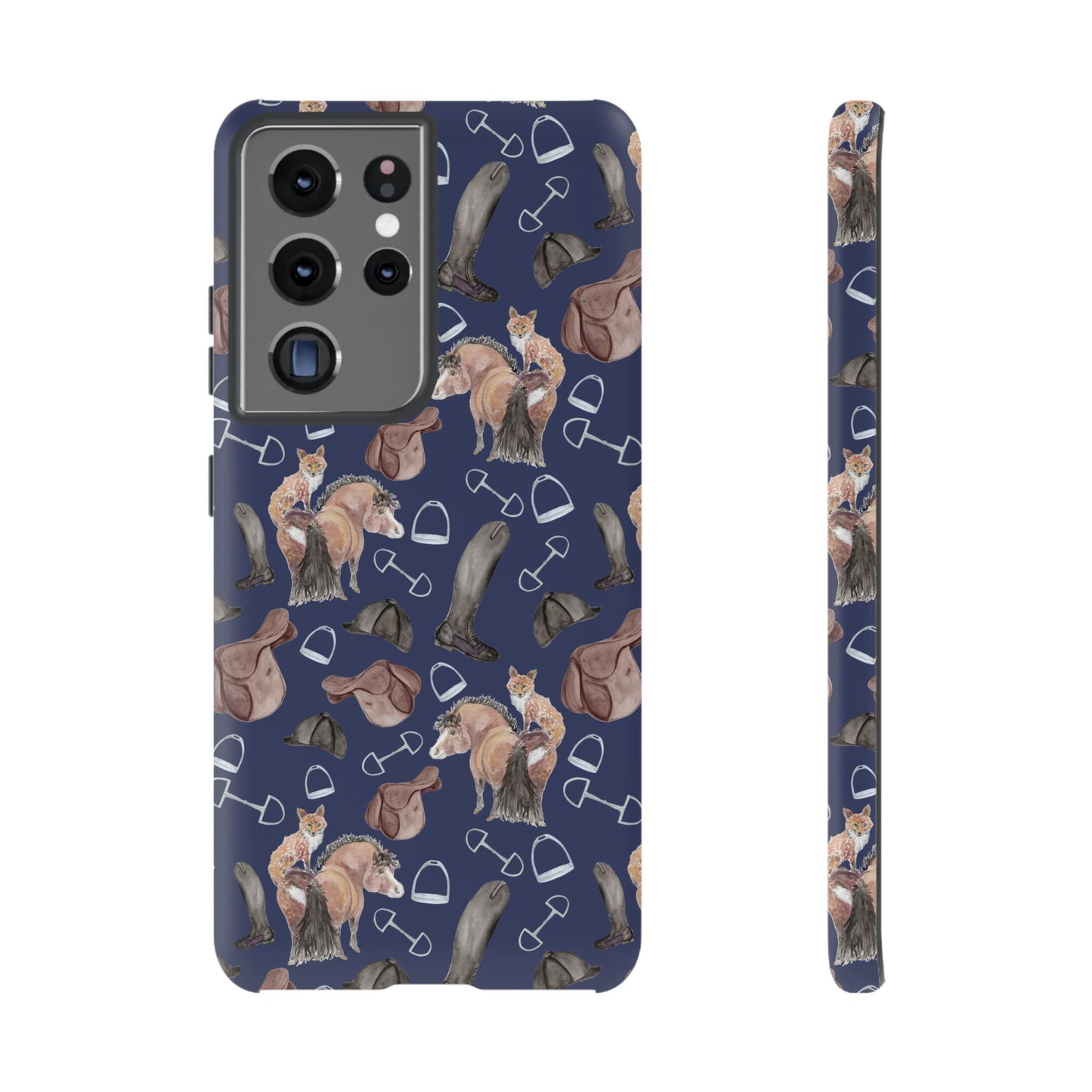 Adorable Little Pony and Fox in Navy Tough Phone Case