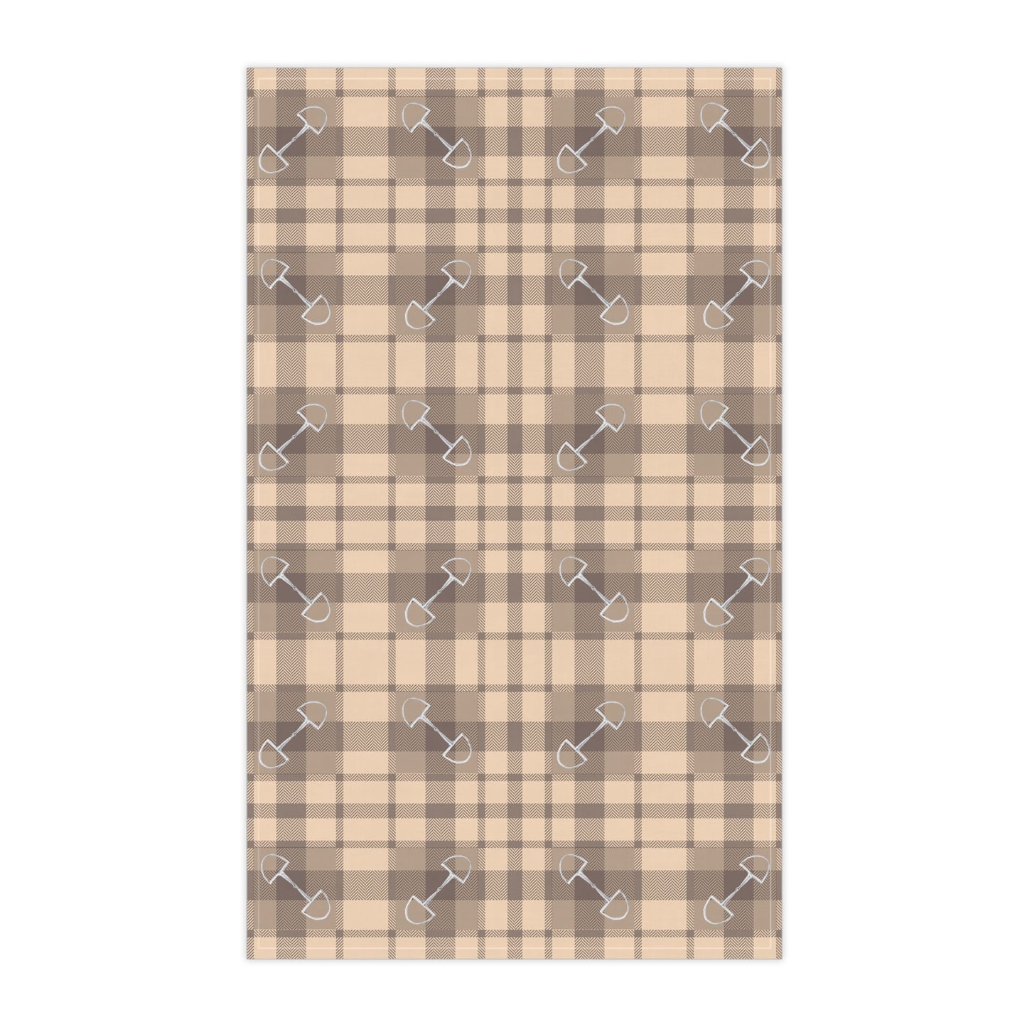Plaid Bits in Peach and Brown Cotton Tea Towel