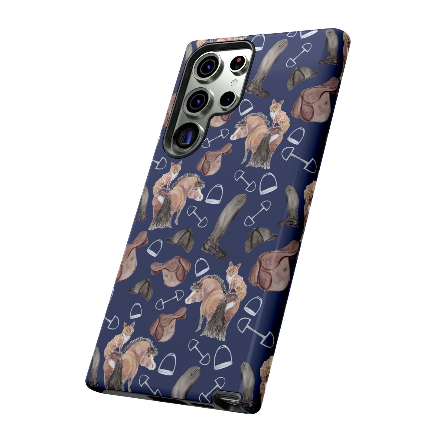 Adorable Little Pony and Fox in Navy Tough Phone Case