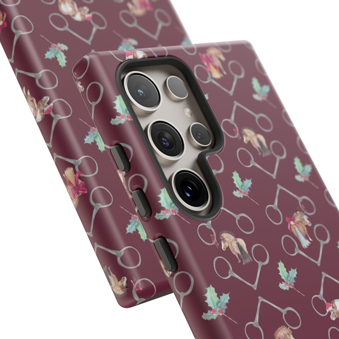 Adorable Little Ponies and Holly in Burgundy Tough Phone Case