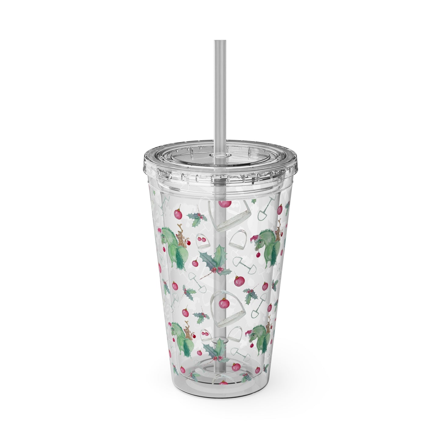 Adorable little Grinchy pony and Friend Sunsplash Tumbler with Straw, 16oz