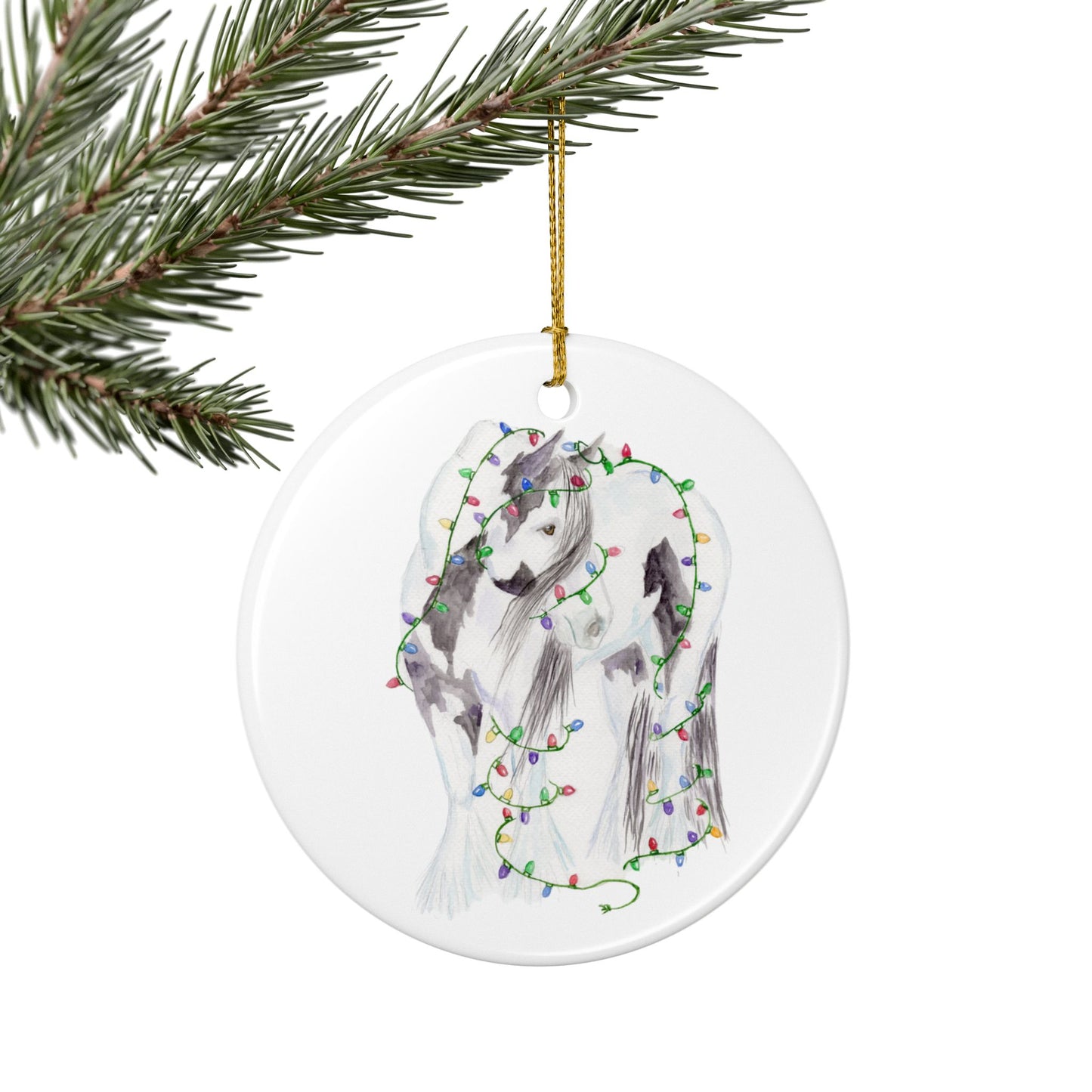 Gypsy Vanner Christmas Lights Ornament