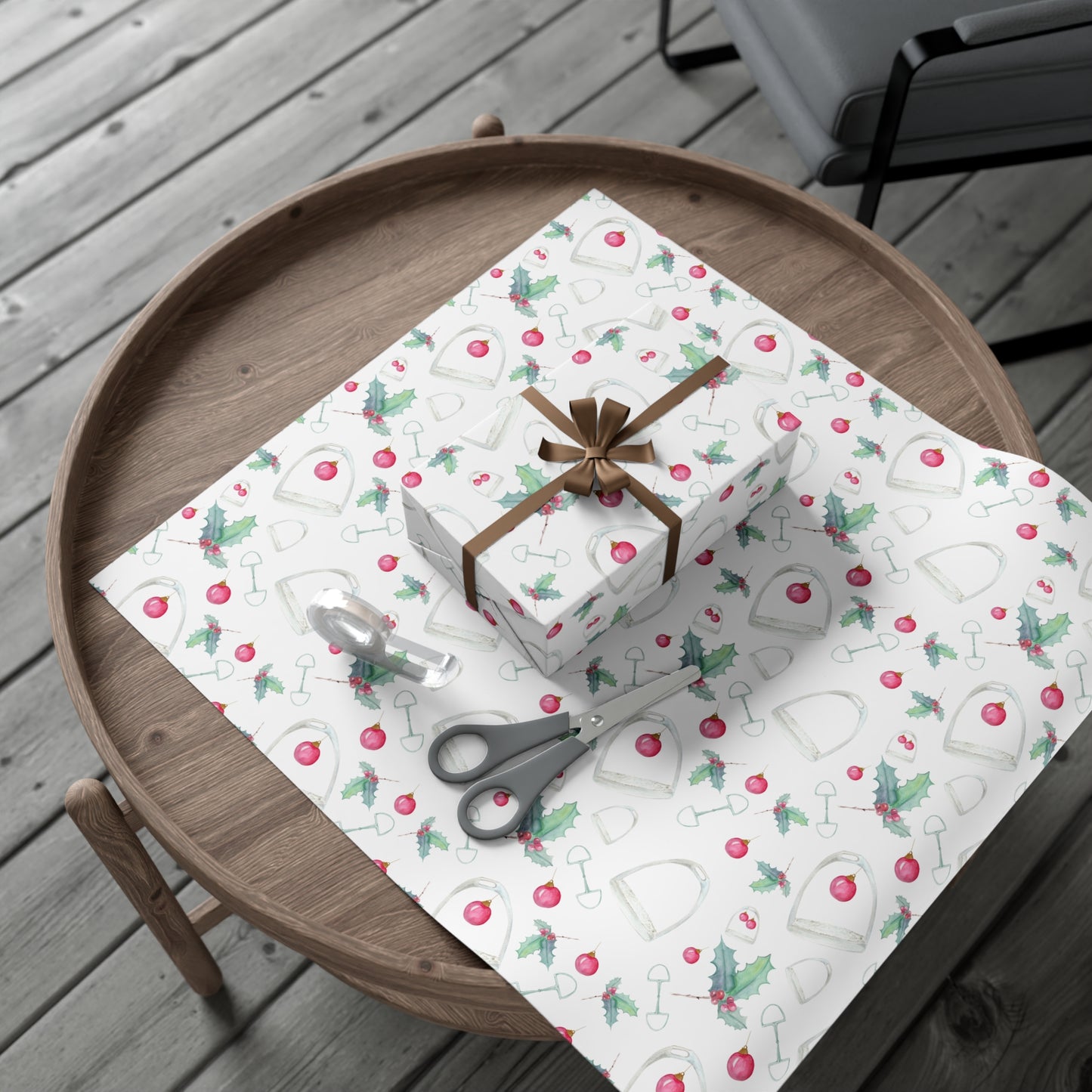 Holiday Stirrups and holly Gift Wrap Papers