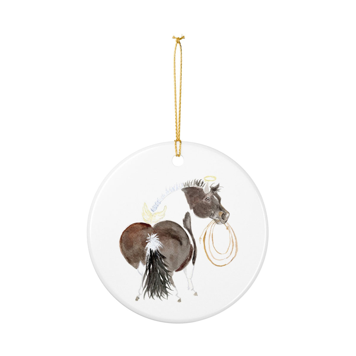 Old Paint Ceramic Ornament — Cute Black Pony Holiday Decoration