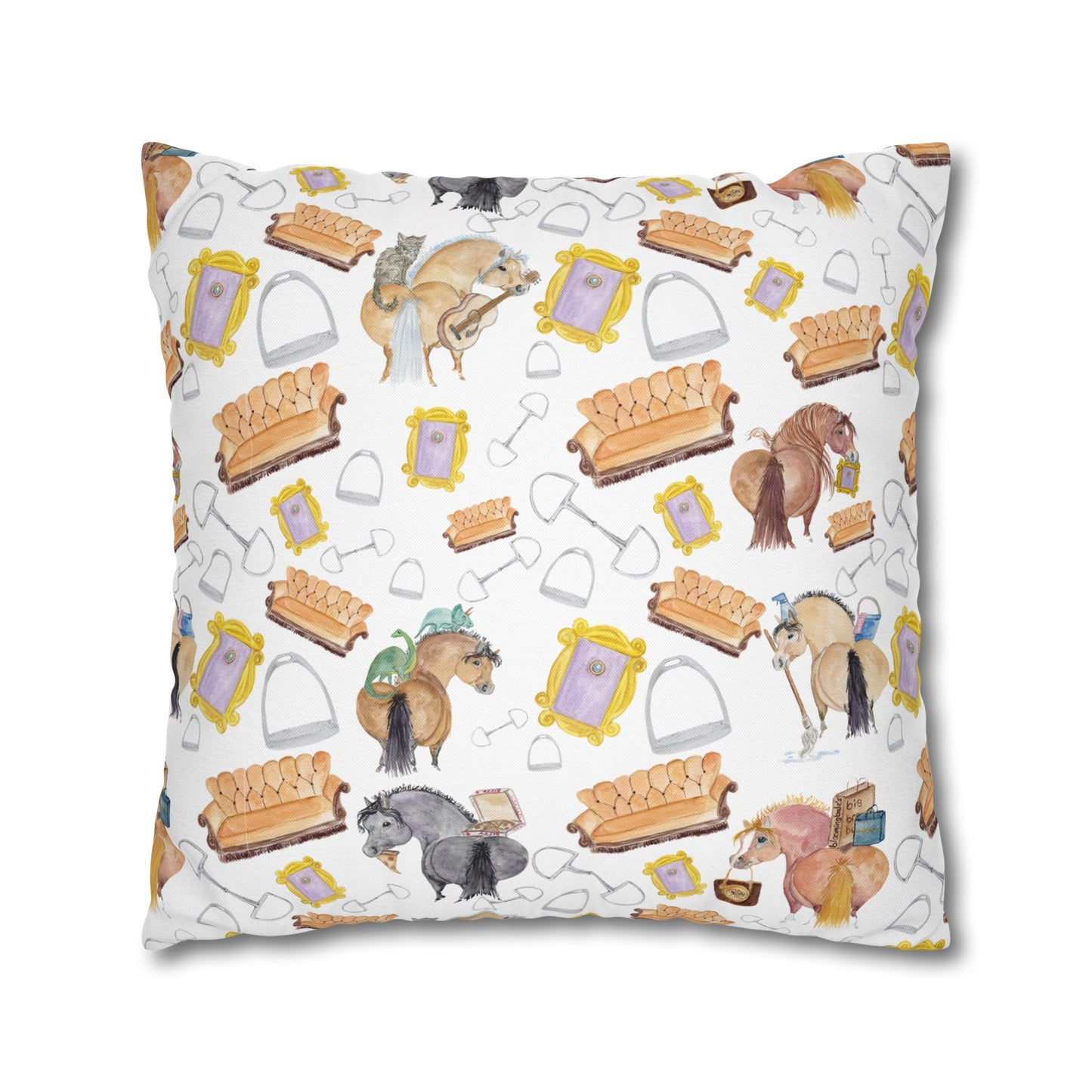 Adorable little Friends Ponies Spun Polyester Square Pillowcase