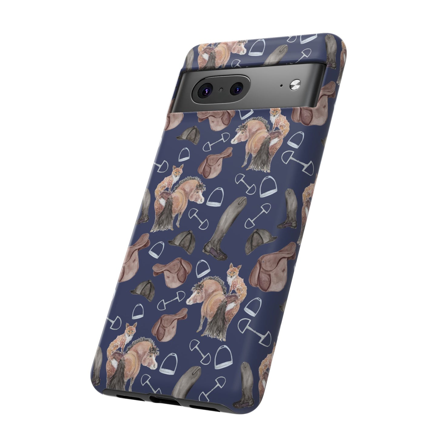 Adorable Little Pony and Fox in Navy Tough Phone Case