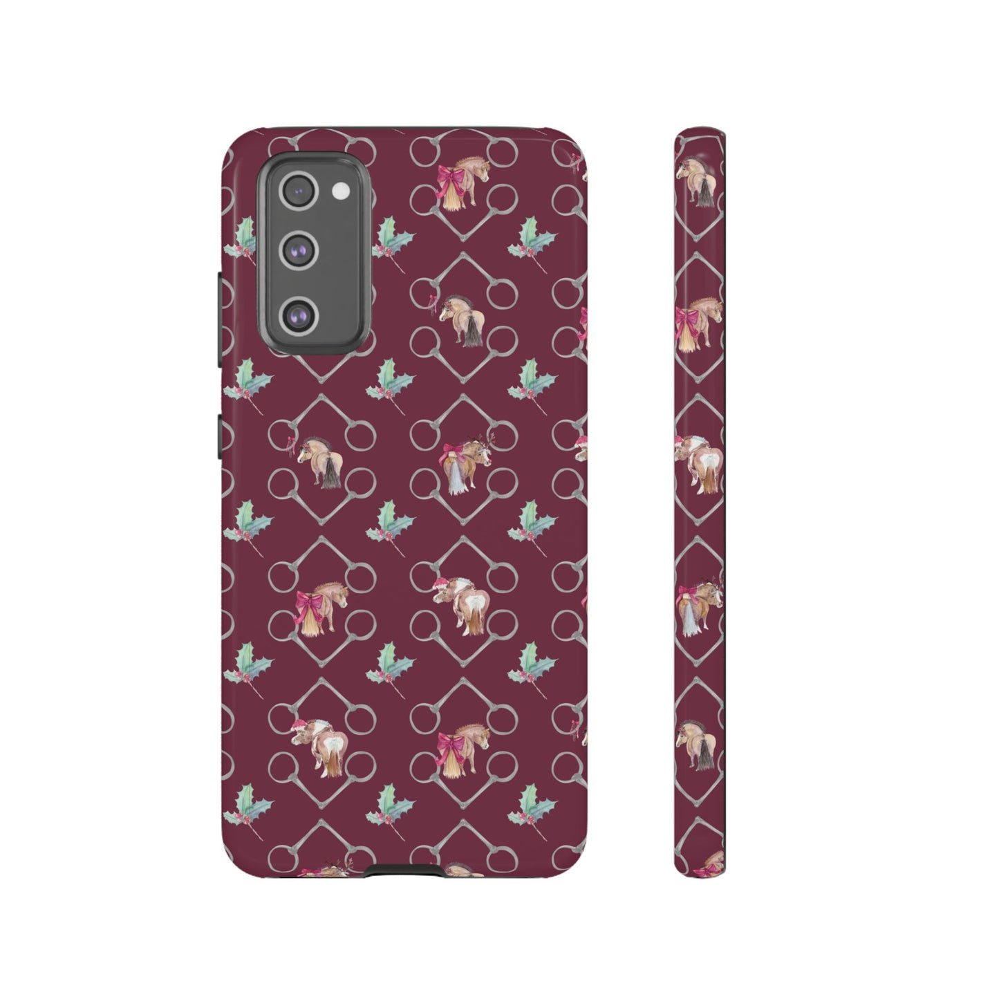 Adorable Little Ponies and Holly in Burgundy Tough Phone Case