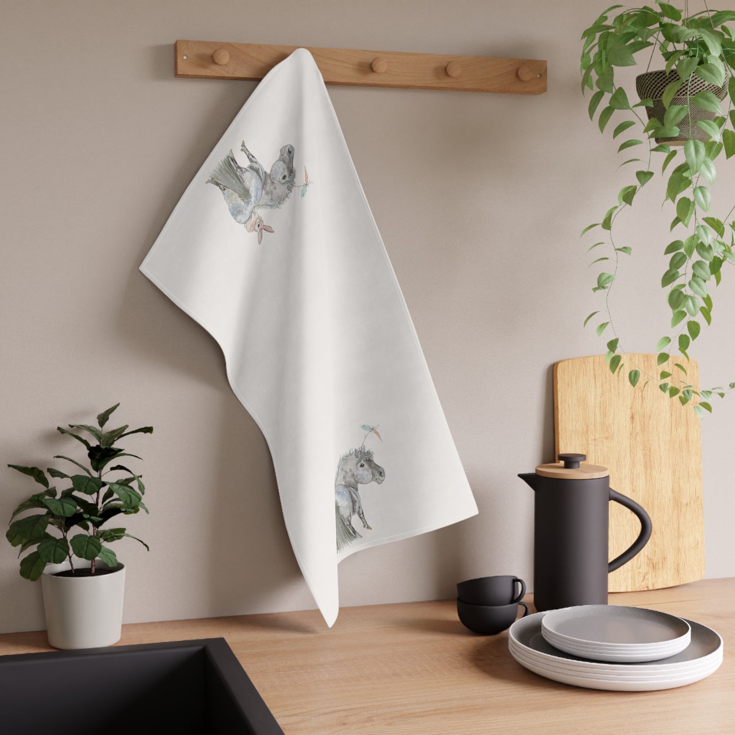 Adorable Bonnie Bunny and Carrots Pony - Tea Towels (cotton,)