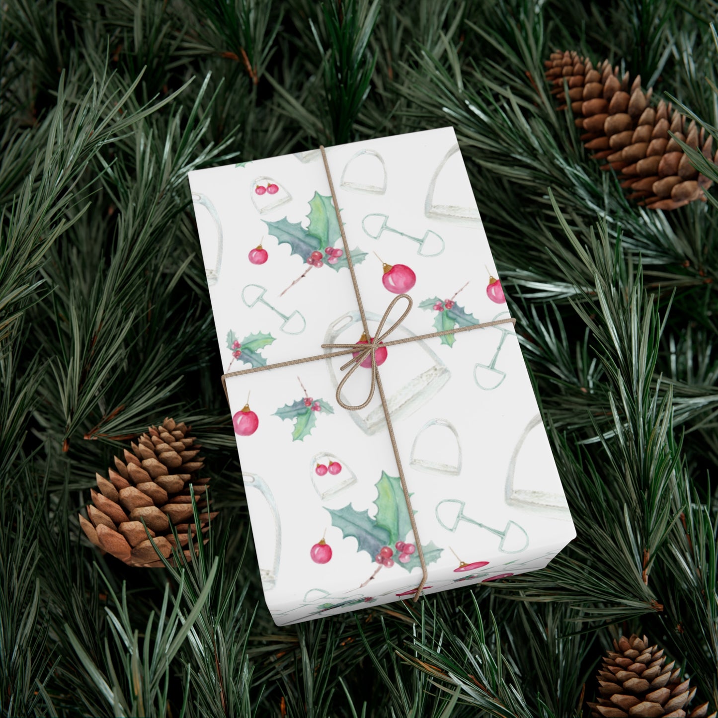 Holiday Stirrups and holly Gift Wrap Papers