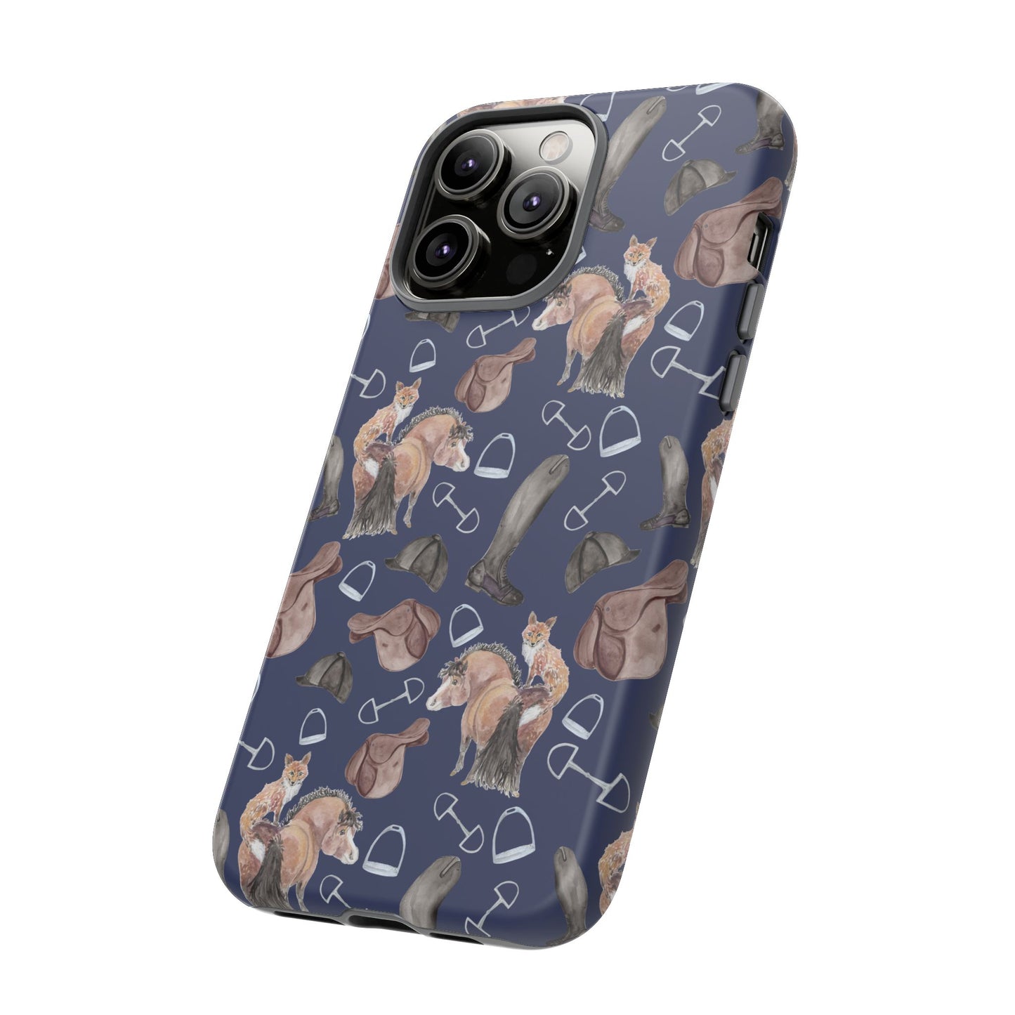Adorable Little Pony and Fox in Navy Tough Phone Case