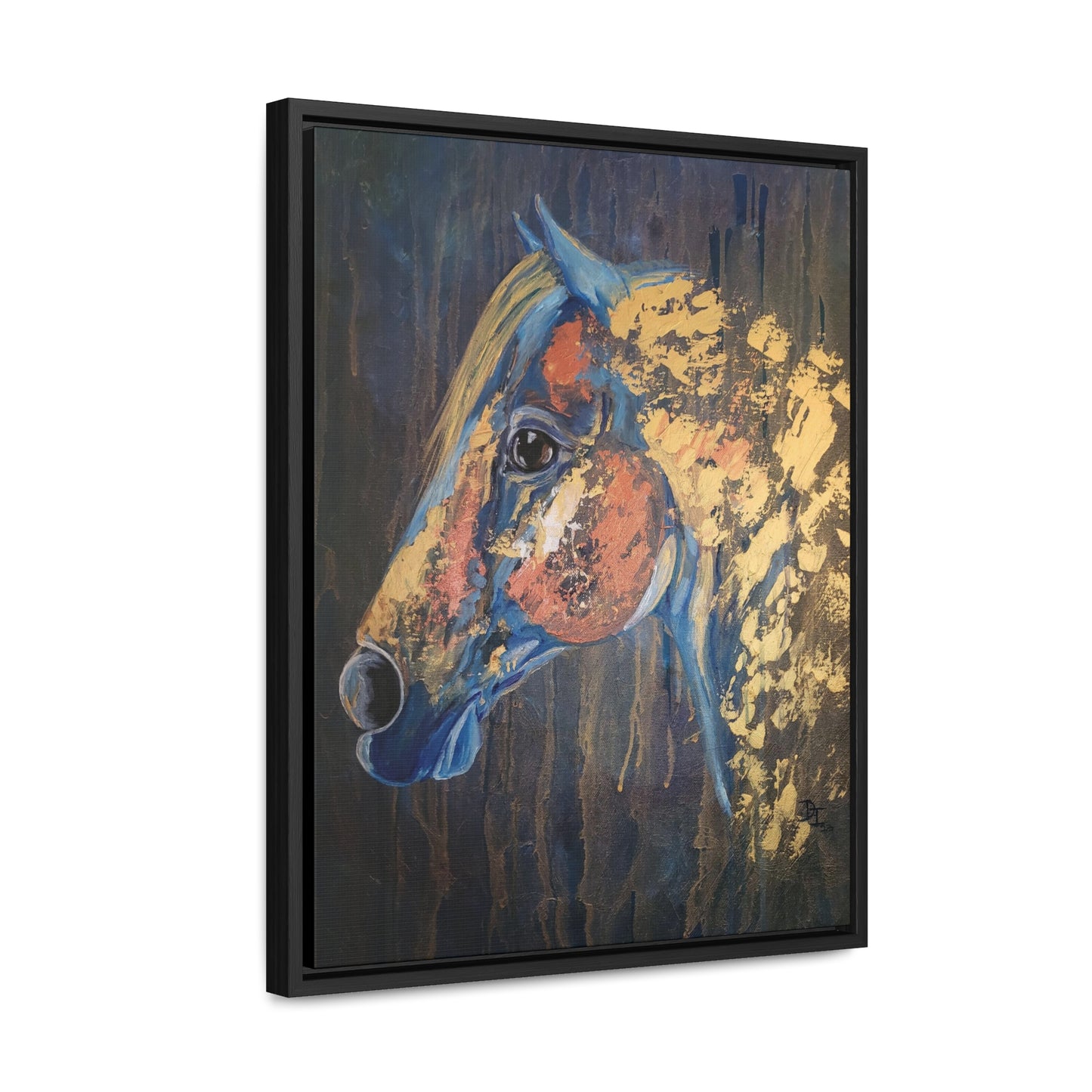 Love Blue and Gold Gallery Canvas Wraps, Vertical Frame - SonaEquestrian