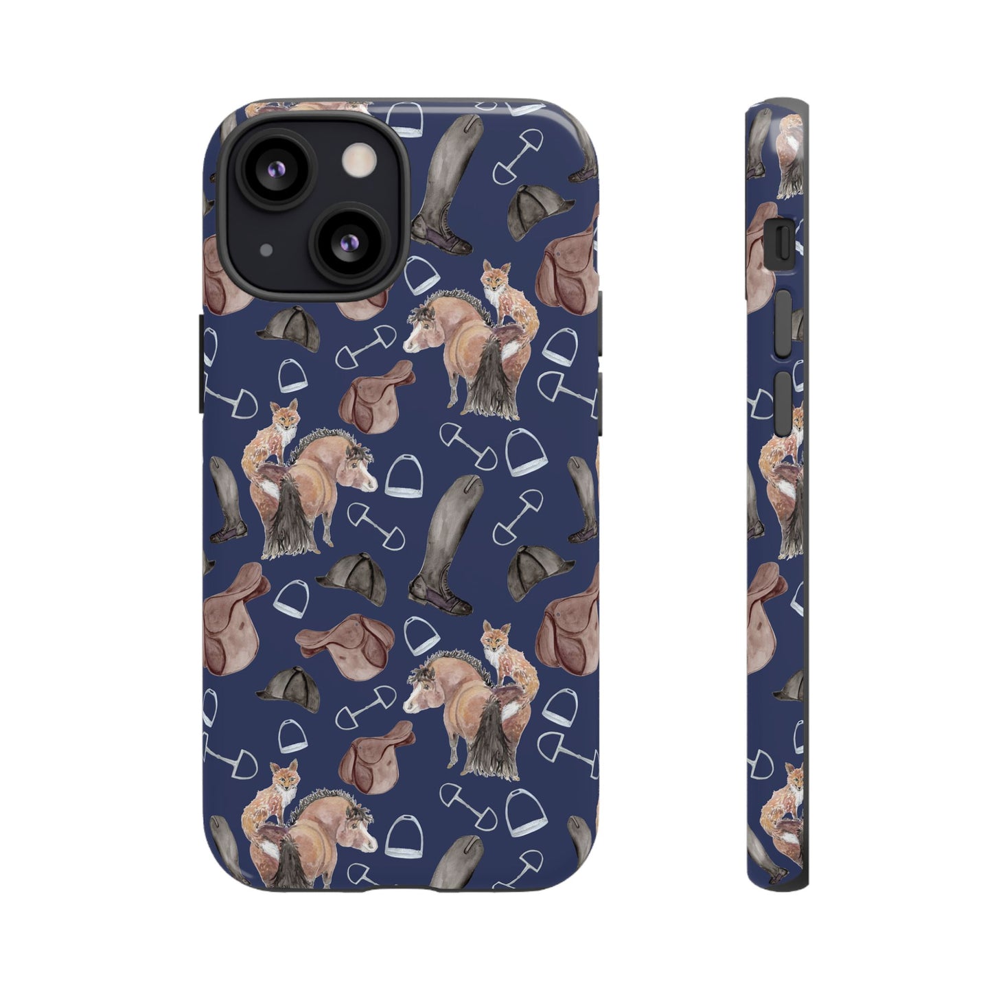 Adorable Little Pony and Fox in Navy Tough Phone Case
