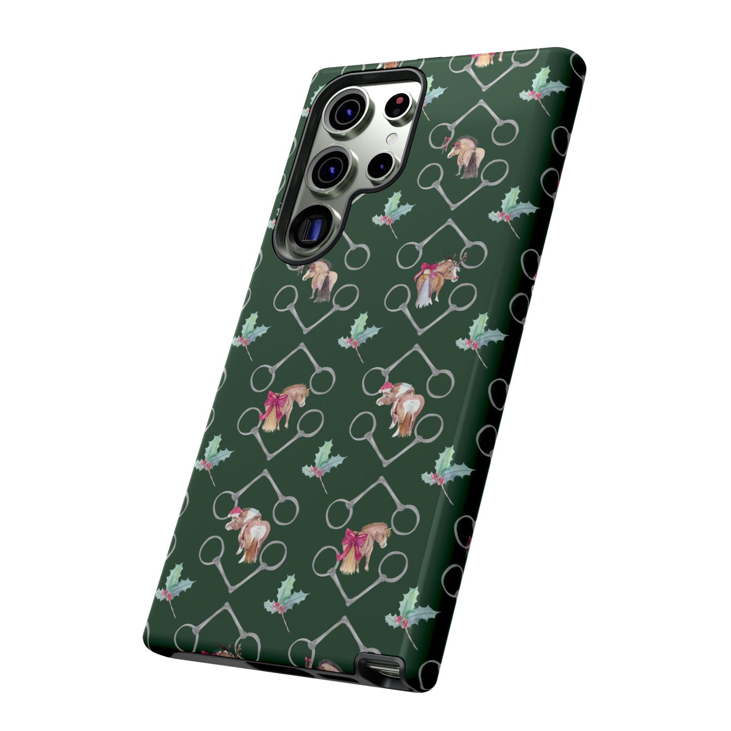 Adorable Little Ponies and Holly in Hunter Green Tough Phone Case
