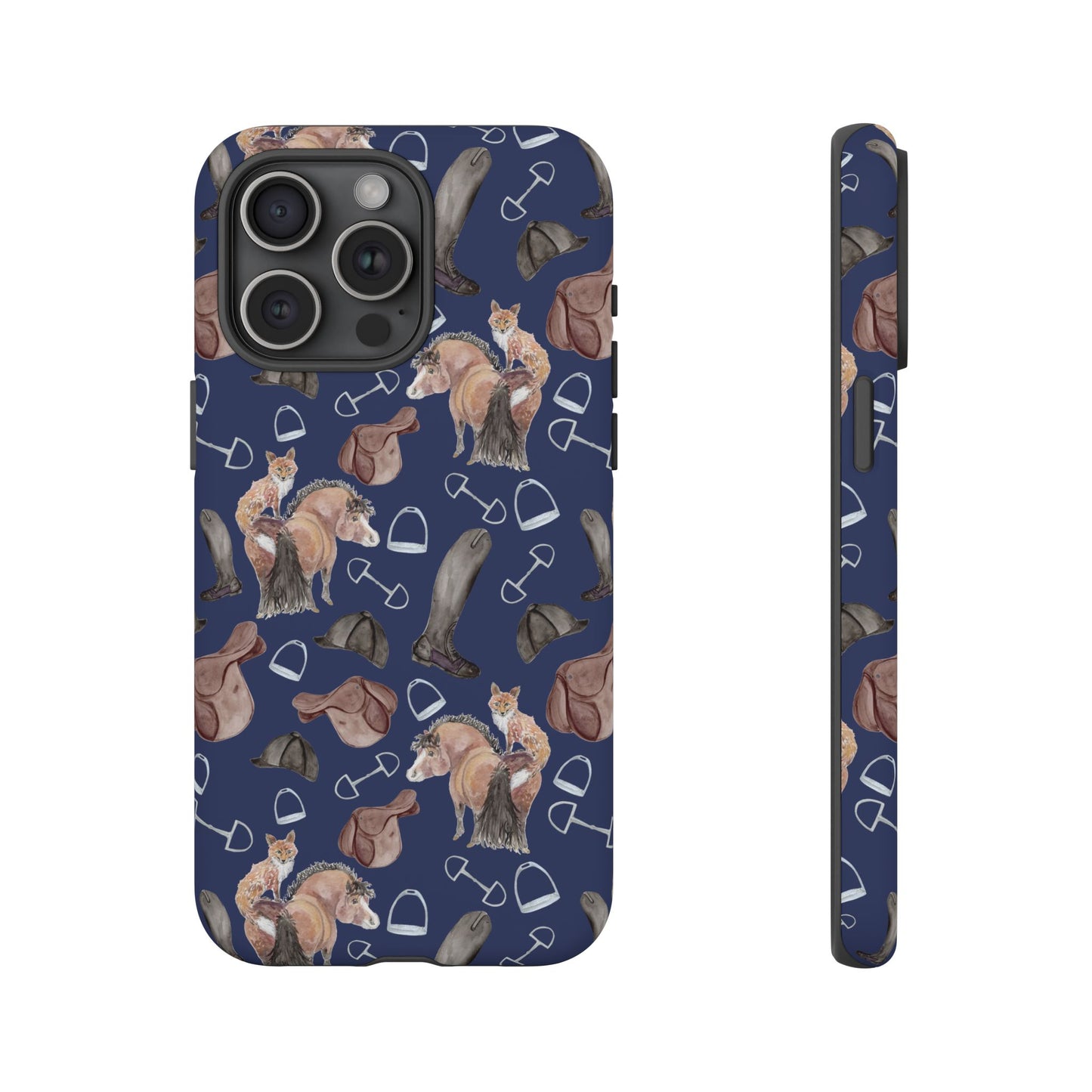 Adorable Little Pony and Fox in Navy Tough Phone Case