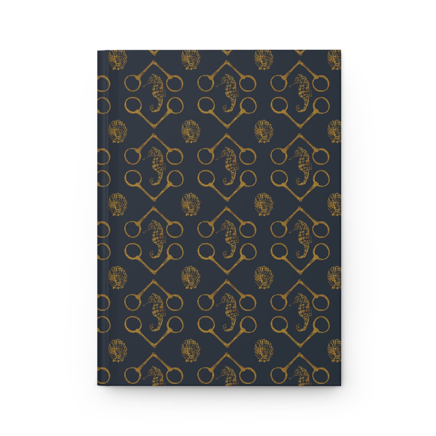 Sea horse and Bits Navy and gold Hardcover Journal Matte - SonaEquestrian