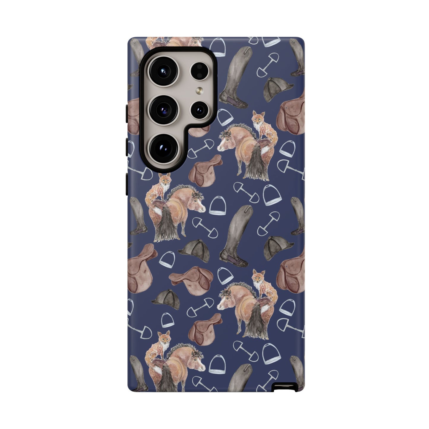 Adorable Little Pony and Fox in Navy Tough Phone Case