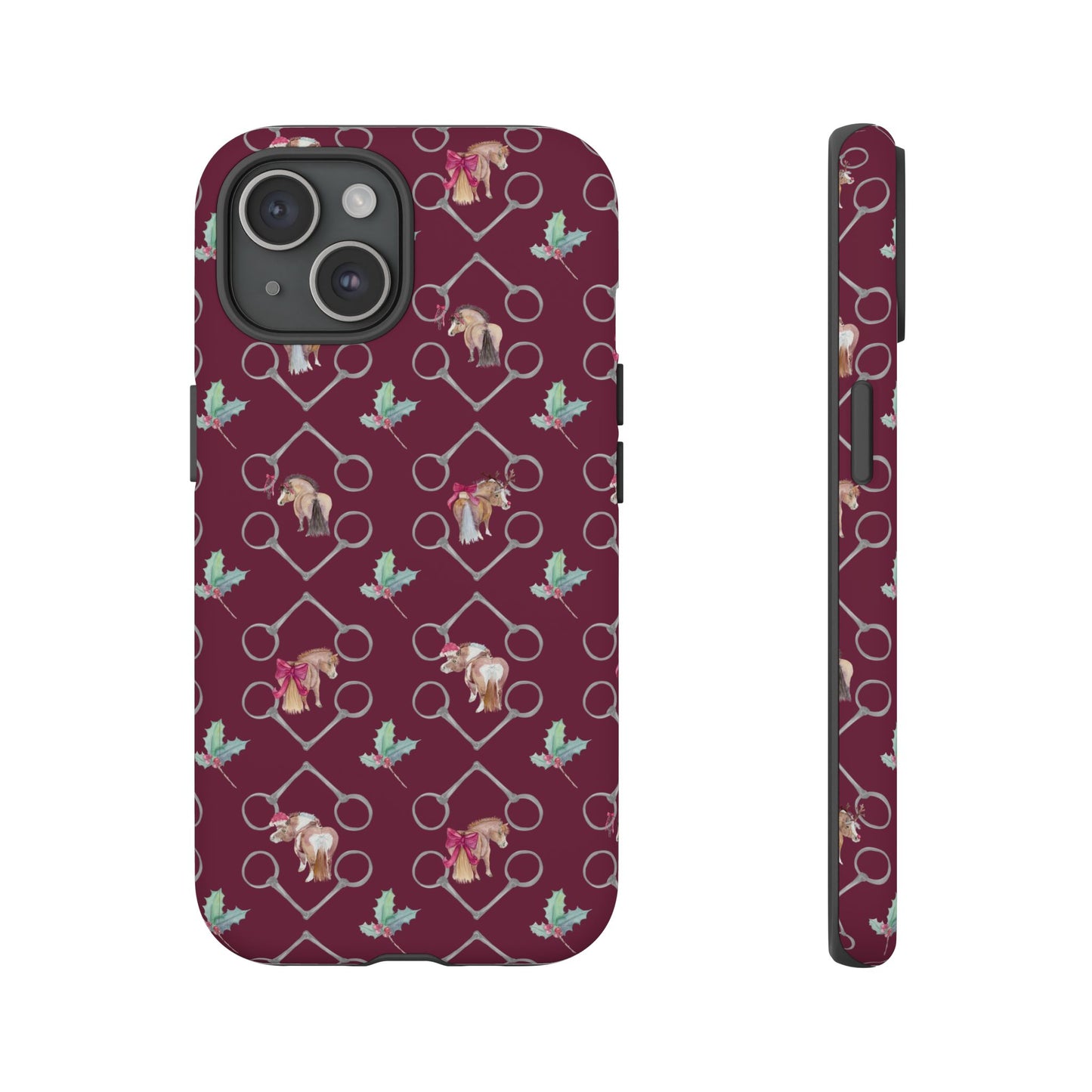 Adorable Little Ponies and Holly in Burgundy Tough Phone Case