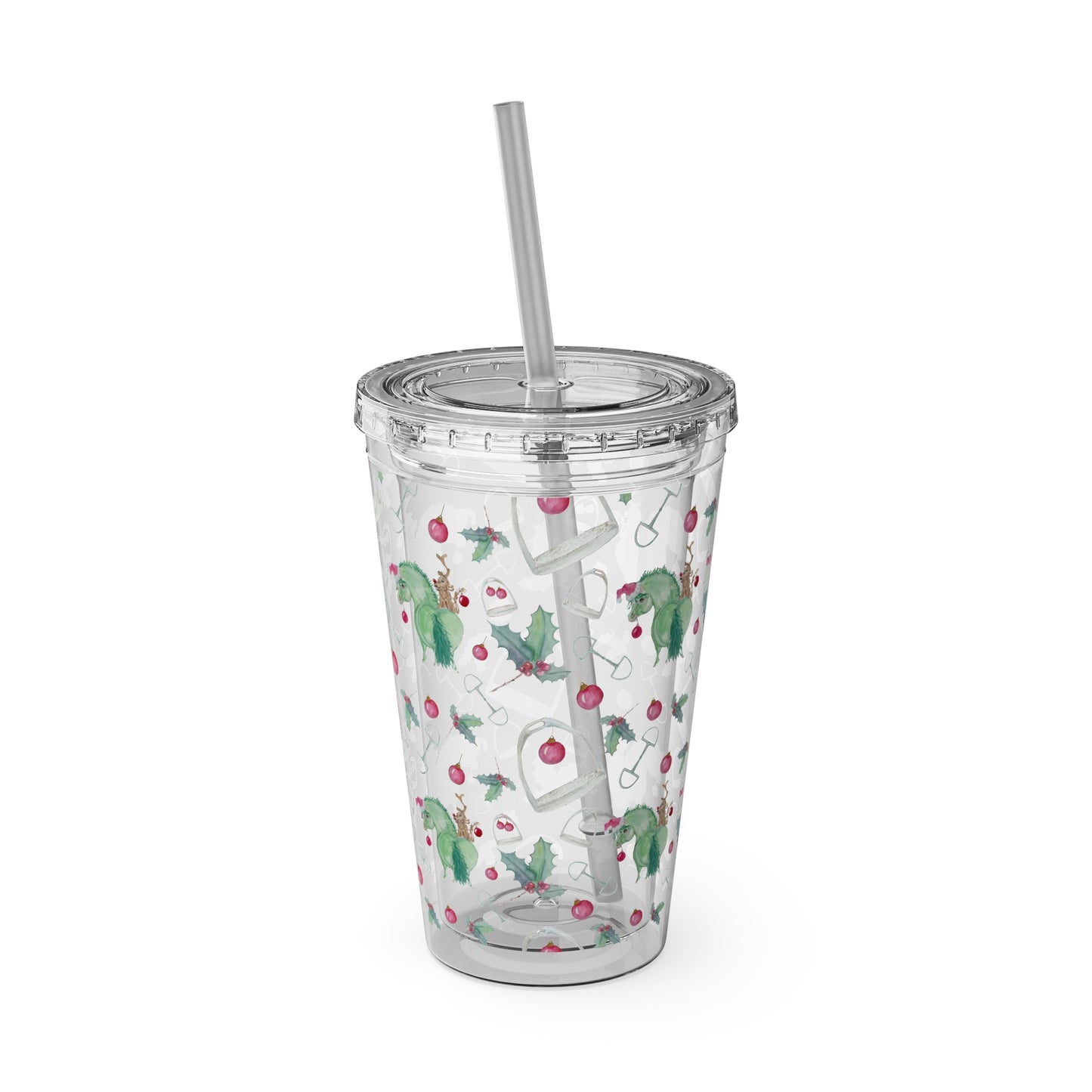 Adorable little Grinchy pony and Friend Sunsplash Tumbler with Straw, 16oz