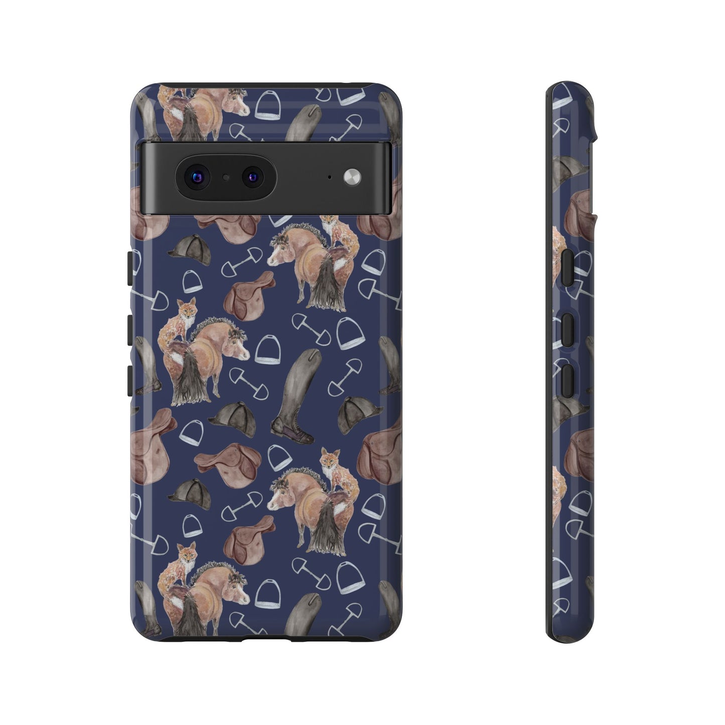 Adorable Little Pony and Fox in Navy Tough Phone Case