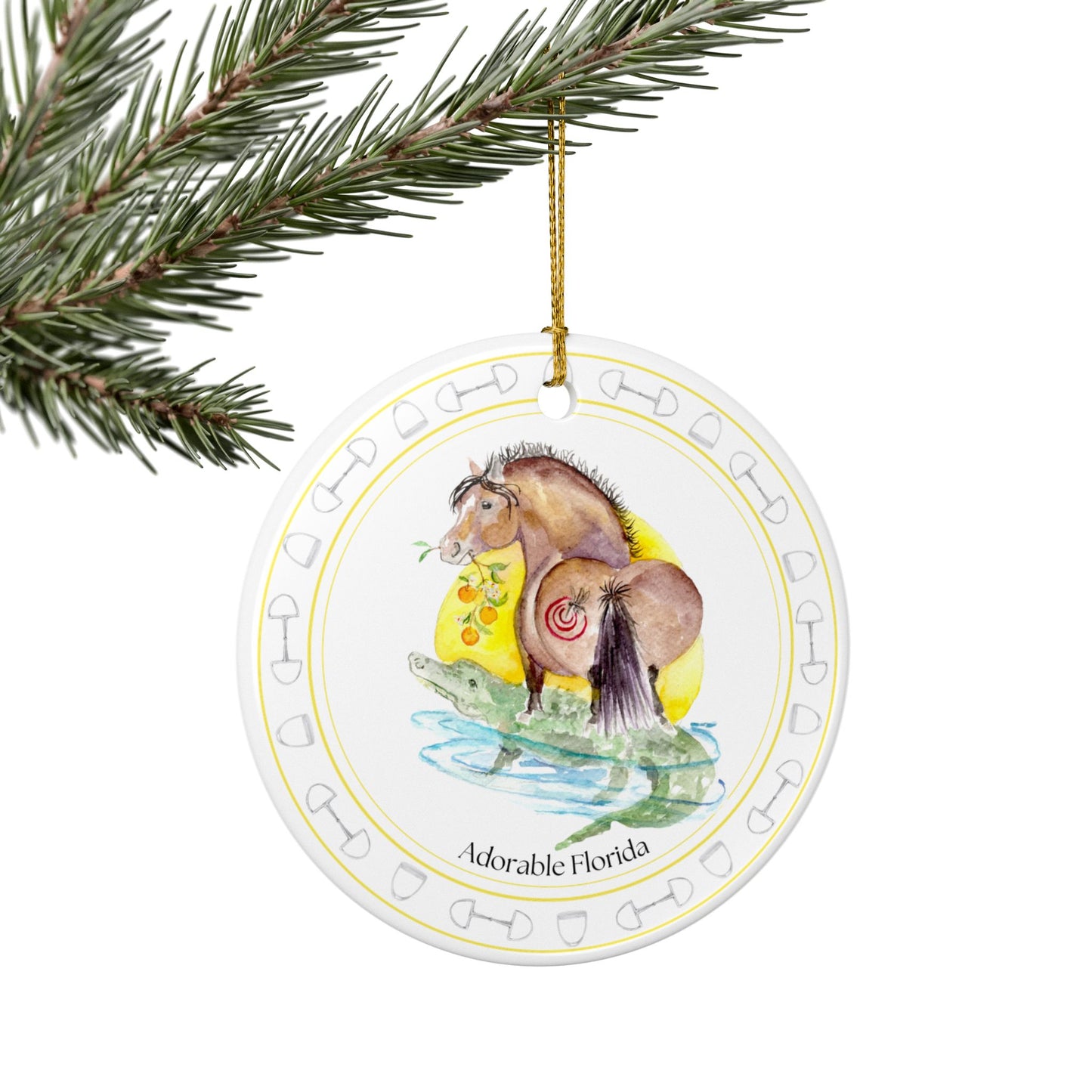 Adorable Florida Ceramic Ornaments, Custom Holiday Decor, 2-Sided Christmas Ornament, Unique Gift, Home Decoration, Keepsake