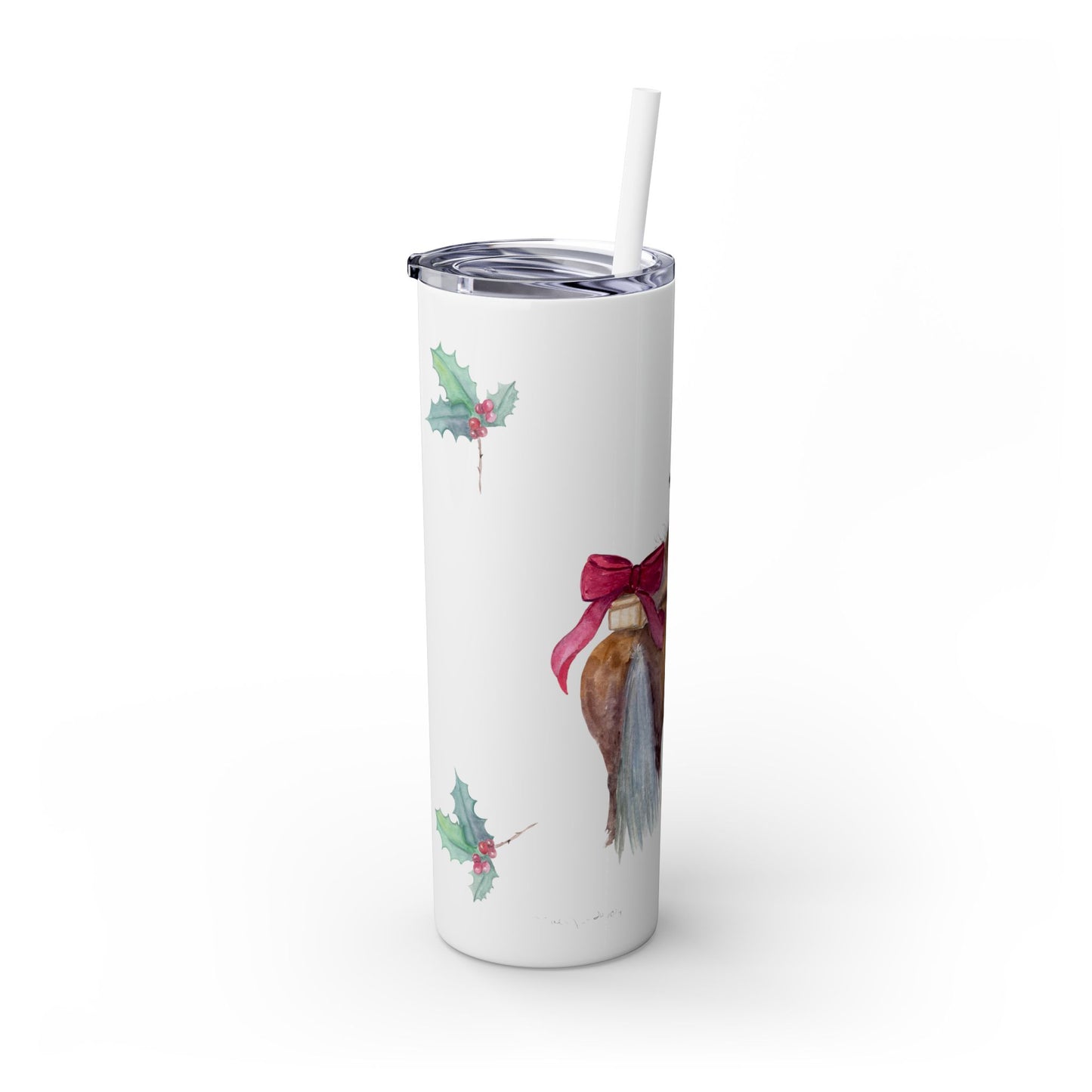 Adorable Little Santas helper Skinny Tumbler with Straw, 20oz