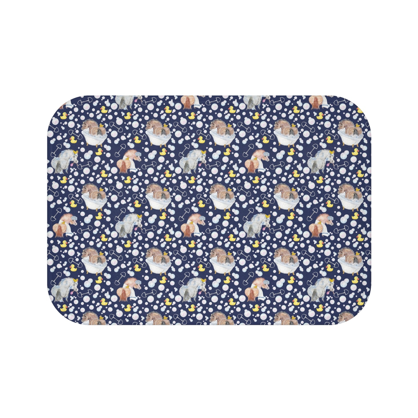 Adorable Ponies Double Bubble- Navy Bath Mat