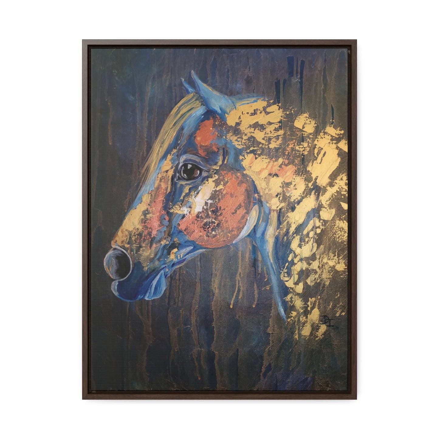 Love Blue and Gold Gallery Canvas Wraps, Vertical Frame - SonaEquestrian