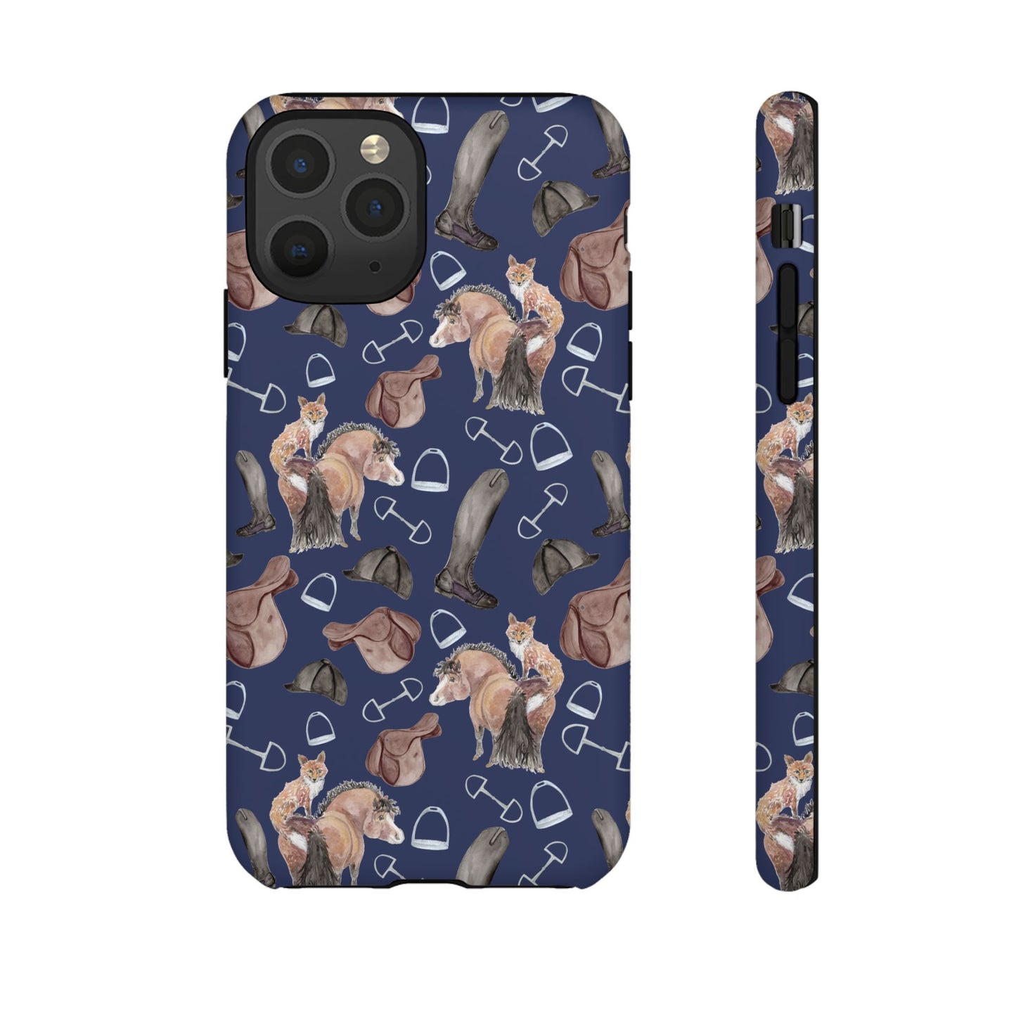 Adorable Little Pony and Fox in Navy Tough Phone Case
