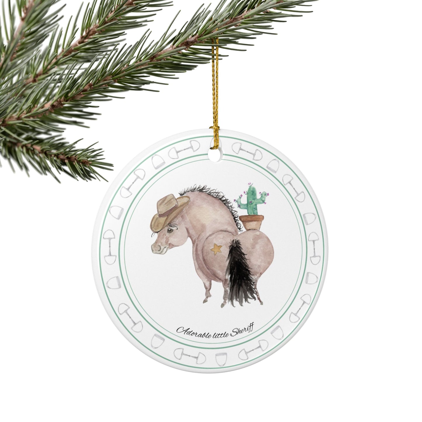 Adorable Little Sheriff Ceramic Ornaments, Custom Holiday Decor, 2-Sided Christmas Ornament, Unique Gift, Home Decoration, Keepsake